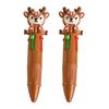 2Pcs Ballpoint Pen Mini 4-in-1 Multicolor Pen with Cute 3D Doll