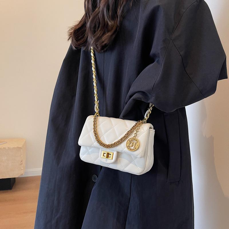 2025 summer new small bag, high-end fashion diamond square bag, casual versatile single shoulder messenger chain bag