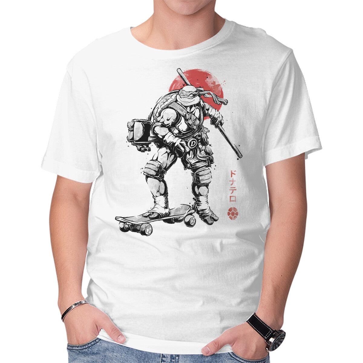 Unisex Crew Neck T-Shirt Ninja Donatello Sumi-E Graphic Short Sleeve Casual Tee M