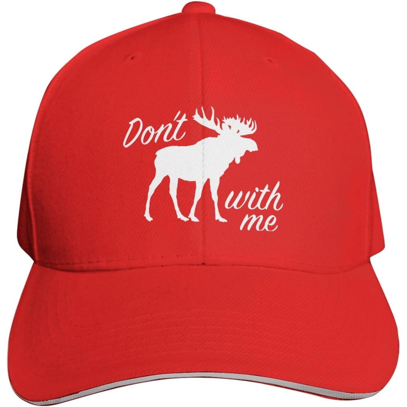Funny Moose Dont With Me Graphic Baseball Cap Polyester Casual Curved Brim Adjustable Cap for Adults Adjustable