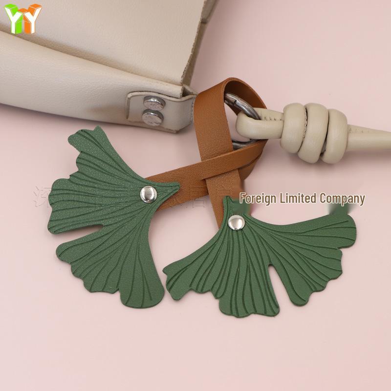 Exquisite Autumn Ginkgo Leaf Leather Bag Charm