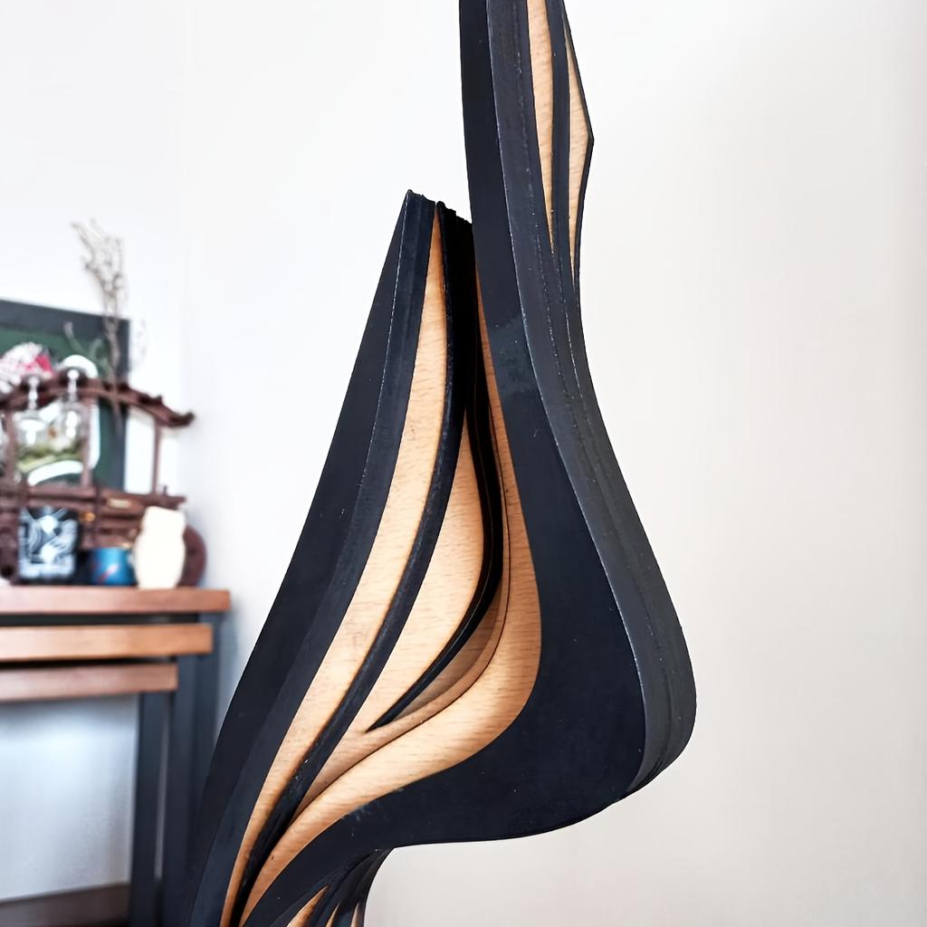 Abstrakcyjna Nowoczesna Minimalistyczna Rzeźba Statua z Naturalnego Drewna - Parametryczne Abstrakcyjne Aerodynamiczne Statuy, Odpowiednie do Wystroju Pokoju, Biura, Gabinetu
