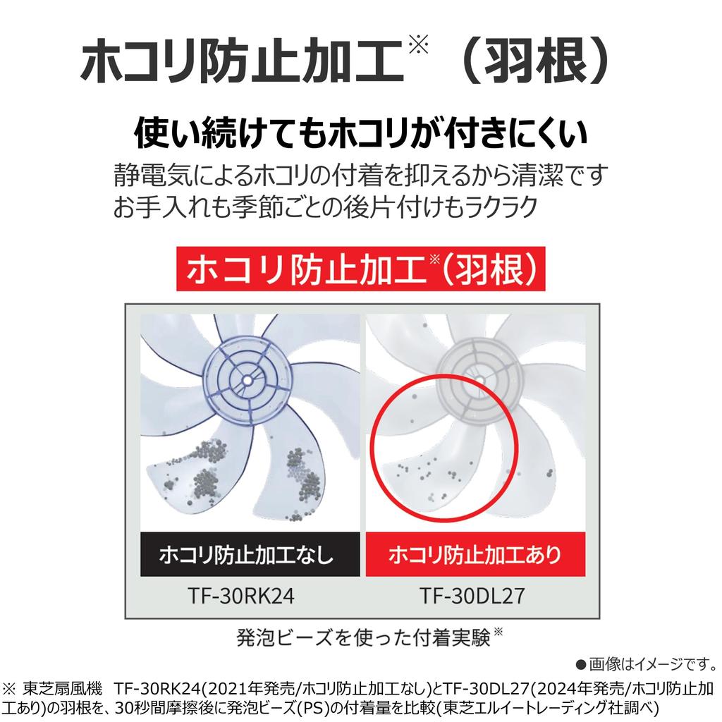 Toshiba Levende vifte DC-motor LCD-fjernkontroll Strømsparing 4 nivåer av luftstrøm utstyrt med timer barnesikringsfunksjon TF-30DL27 På/Av