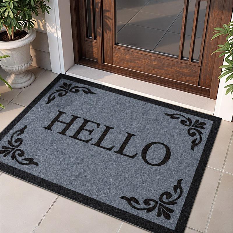 

Geometric Pattern Door Mat with Hello Design Floor Mat for Home Entrance Decor, Durable and Easy to Clean, Adding Modern Style 40x60cm