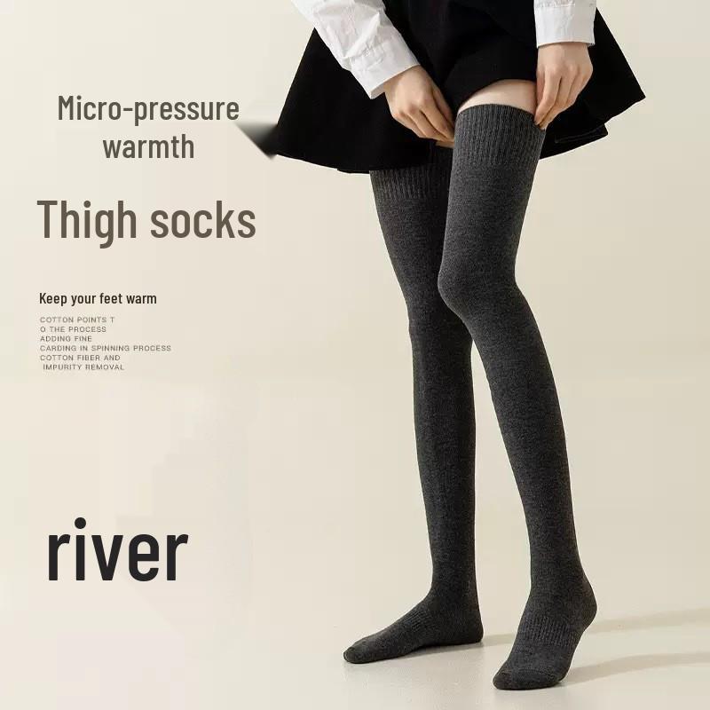 Damen Winter Mikrodruck Überknie Verdickt Warm Oberschenkelhohe Socken