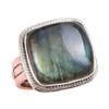 Natürlicher Labradorit Edelstein Handgefertigt 925 Sterling Silber Zweifarbig Ring S.6 C7p66
