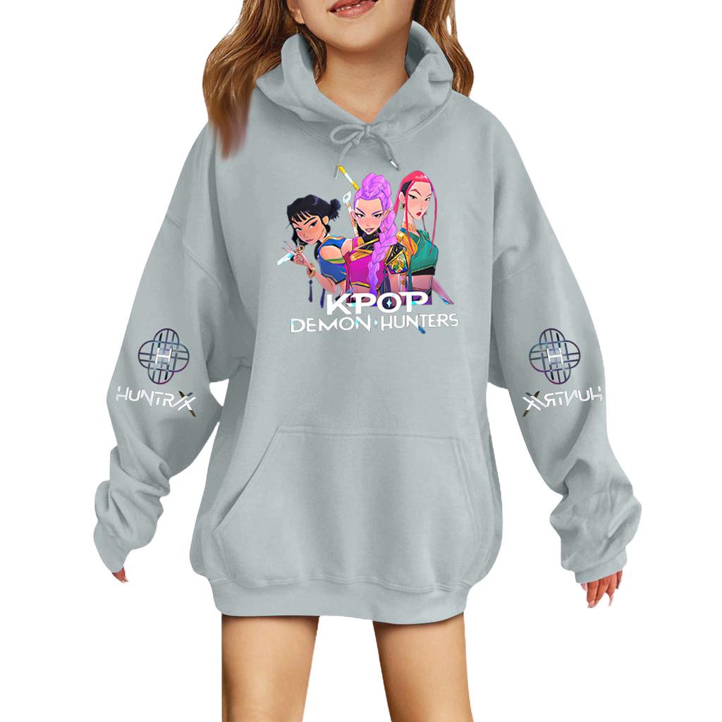 Kids Loose Long Sleeve Sweatshirts Blouse Causal Fashion Solid Color Pullover Hooded Sweatshirts Top With Pocket