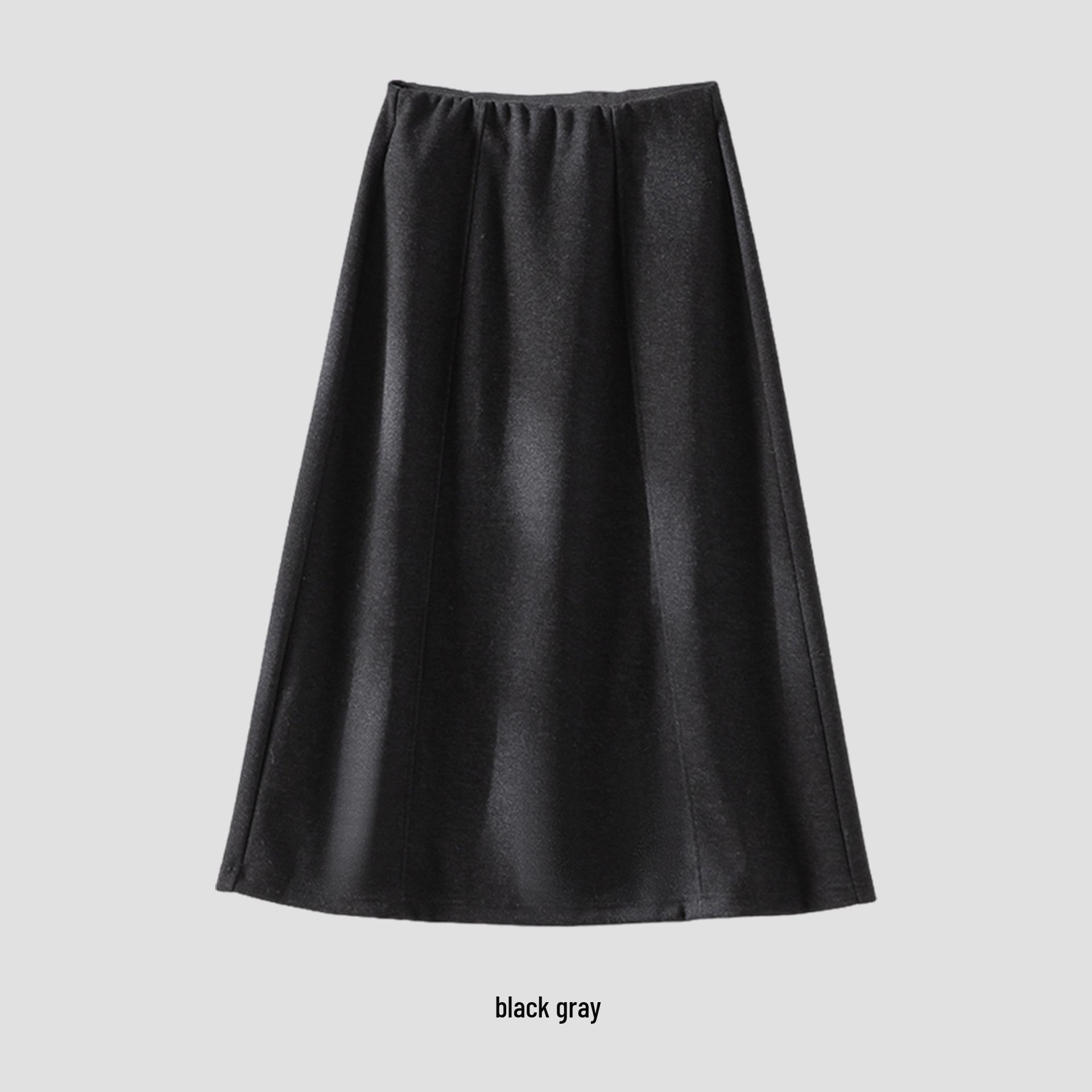 

Rongtai High-Waisted A-Line Woolen Skirt for Women - 2025 Autumn/Winter Fashion, Mid-Length, Over-the-Knee, Casual Style Medium