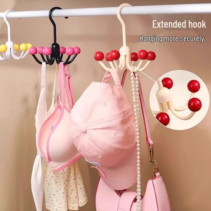 Dopamine Six-Claw Rotating Hook Rack: No-Punch Storage for Bags, Hats, and Underwear