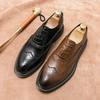 Large Size Spring and Autumn Business Brock Carved Leather Shoes Men's British Dress Oxford Shoes Office Professional Leather Shoes
