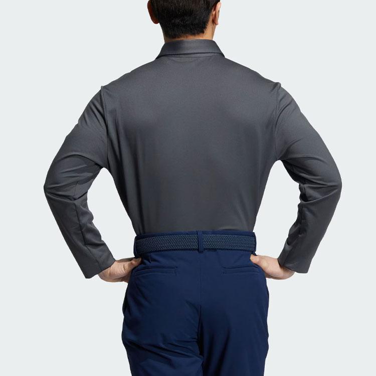 Adidas Aeroready Core Polo Shirt Solid Color Logo Golf Long Sleeve Polo Men Polo Shirts Dark-Gray HZ9226