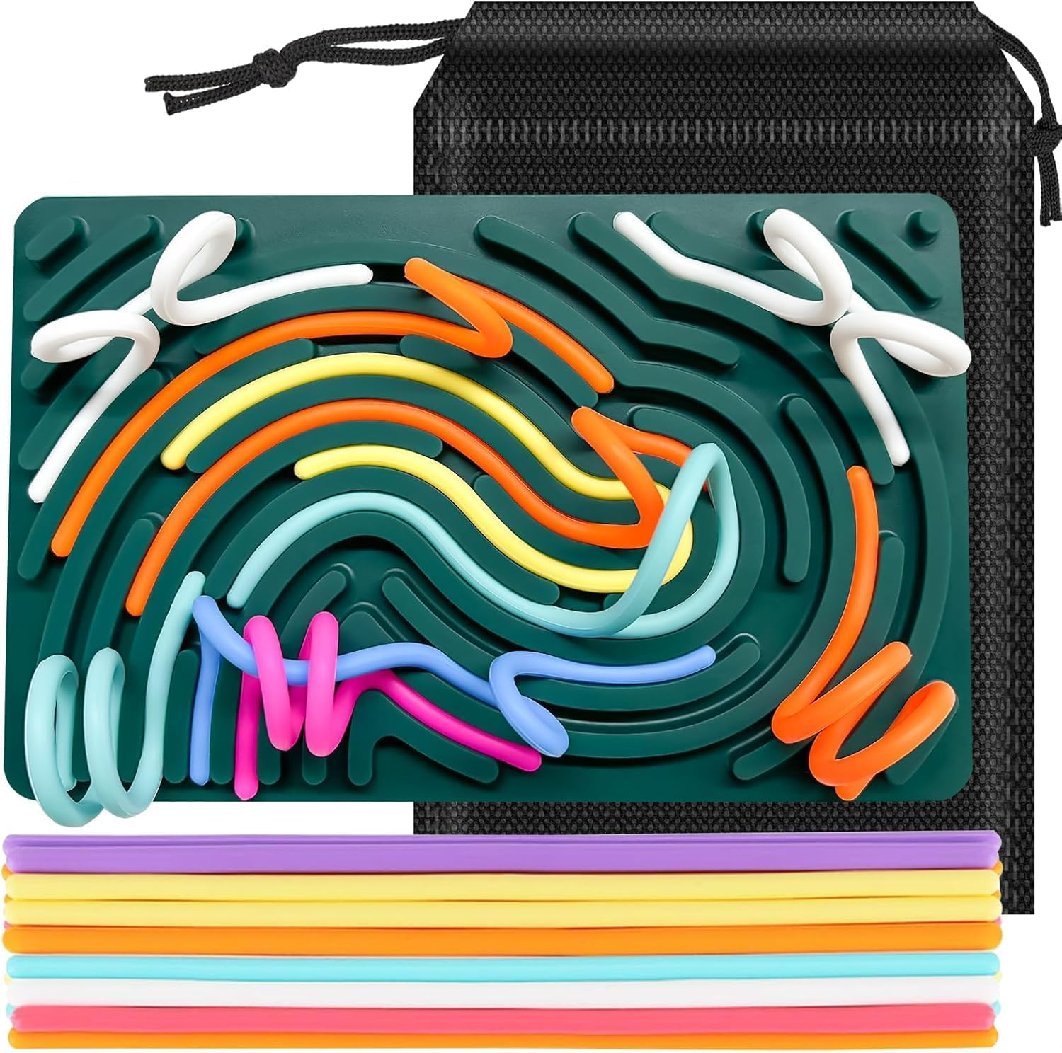 

Nokwocy Sensory Activity Board, Silicone Fidget Toy for Children, Sensory Toy,Soothing Tool for Autism & Anxiety,Promoting fine motor skills Sensory Board