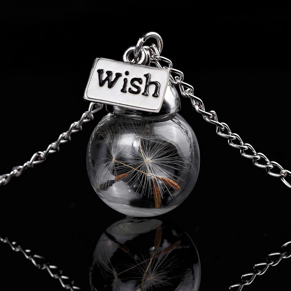 Dandelion Glass Fashion Bottle Girls Necklace Simple Decorative Accessories