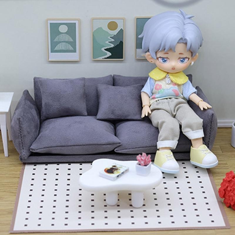 1/12 Scale Couch Model Modern Miniature Sofa Realistic Wooden Dollhouses Furniture For Bedroom Living Room