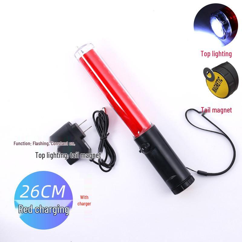 Rechargeable LED Traffic Baton with Emergency Whistle and Flashing Strobe