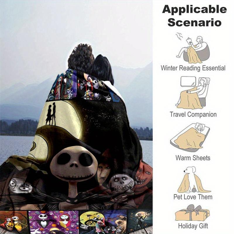 1pc. Cute Nightmare Before Christmas Theme Cartoon Blanket for Home Decoration, Suitable for All Seasons, Perfect Gift Idea for Friends and FamilyC070