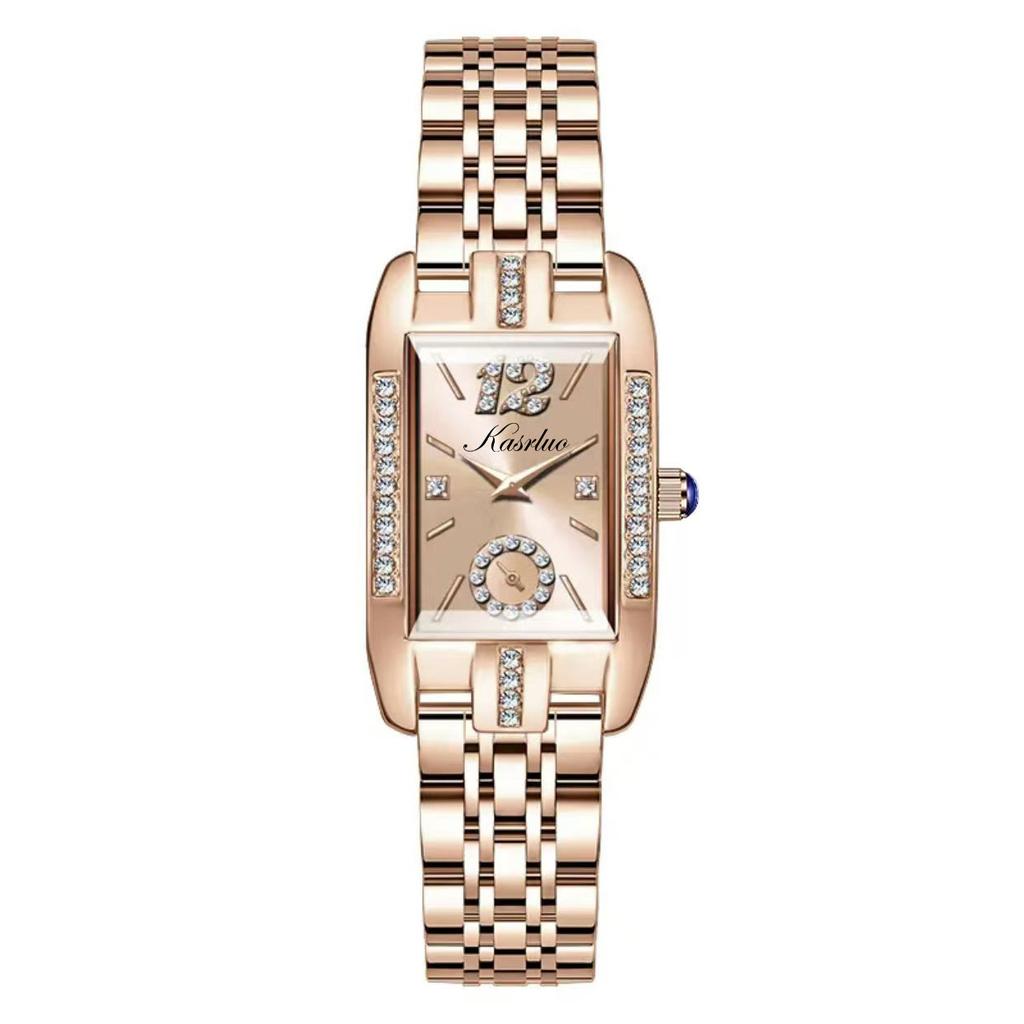 Casaro Fashion Square Watch Women'S Fashion Light Luxury Watch Delicate Steel Belt Waterproof Quartz Watch