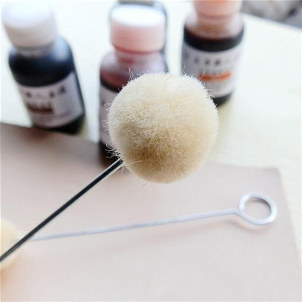 Metal Handle Leather Dauber Tool Dyeing Sponge Painting Brush New Wool Ball Brush  DIY Leather Tool