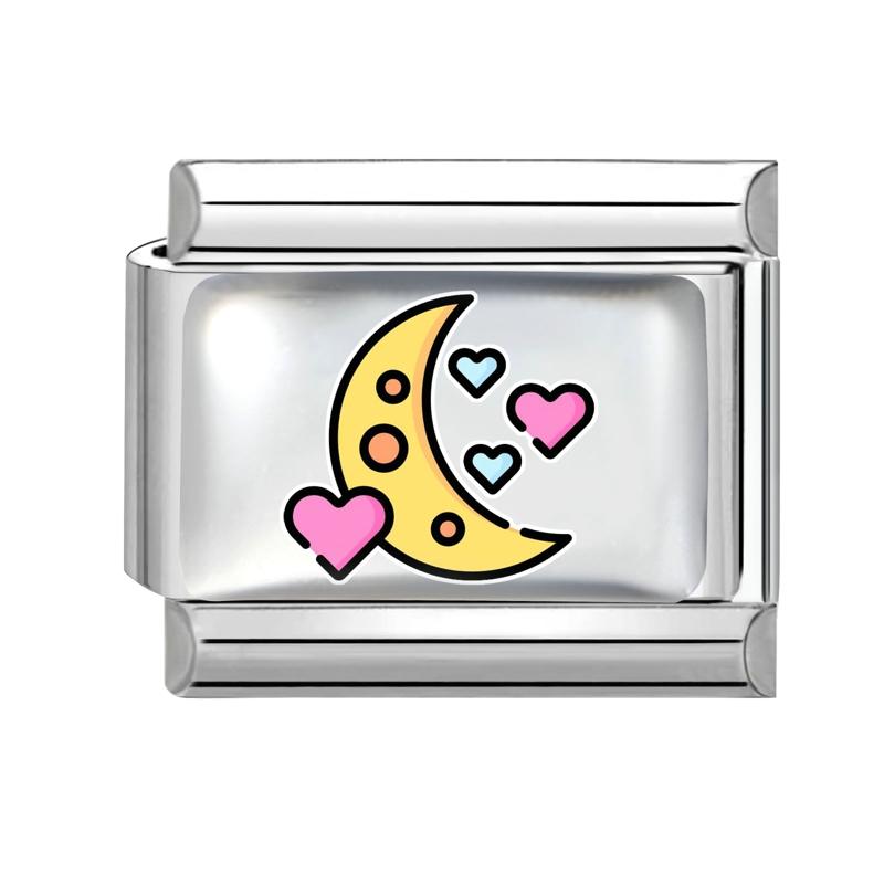 Sweet Pink Flowers Girls' Eye Cherry Star Bow Love Charm Link Fit 9mm Stainless Steel Bracelet Women Men Making DIY Jewelry Gift