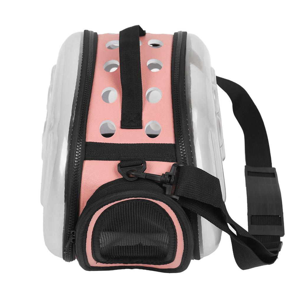 Outdoor Collapsible Pet Carrying Bag Transparent Cat Puppy Carrier Shoulder CagePink S