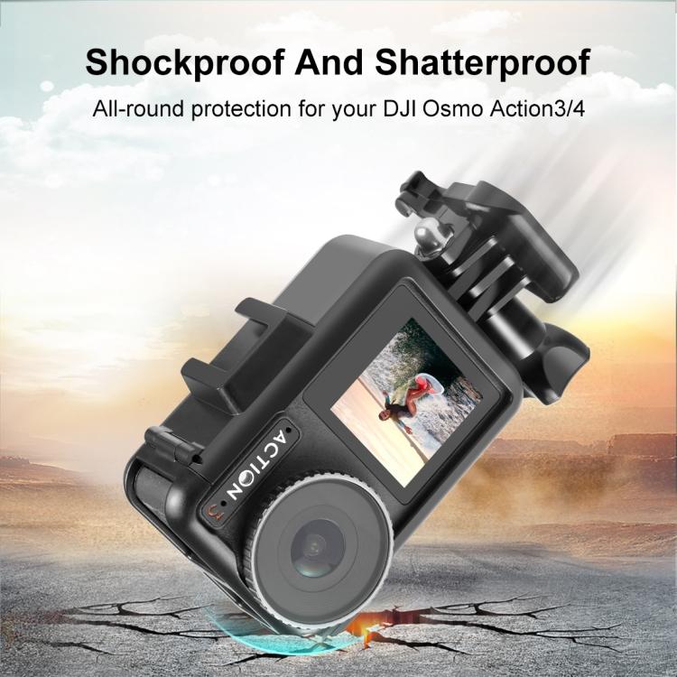 For DJI Osmo Action 5 Pro / 4 / 3 PULUZ Vertical Plastic Protective Frame Cage with Cold Shoes (Black)