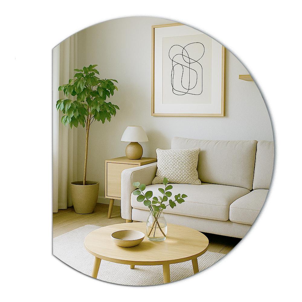 Modern Mirror Over the Bathroom Sink, Makeup Mirror, Cut Circle Wall Mounted, 100 cm, Elegant and Practical