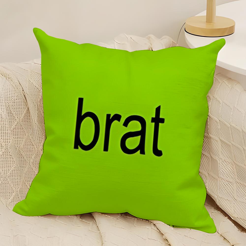 Singer CCharli XCX BRAT Pillow Case Natural Linen DoubleSided Printing Sofa Home Decor Cushion Cover