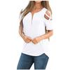 Women‘s Summer T Shirts Short Sleeve Tunic Strappy Cold Shoulder Solid Tops Casual