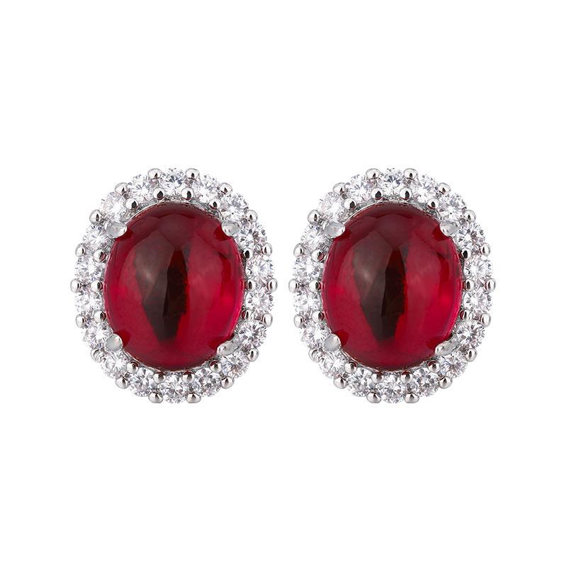 Schmuck Simulation Taubenblutrot Korund Schlicht Licht Luxus Set Anhänger 18 * 20 Ring 13 * 18