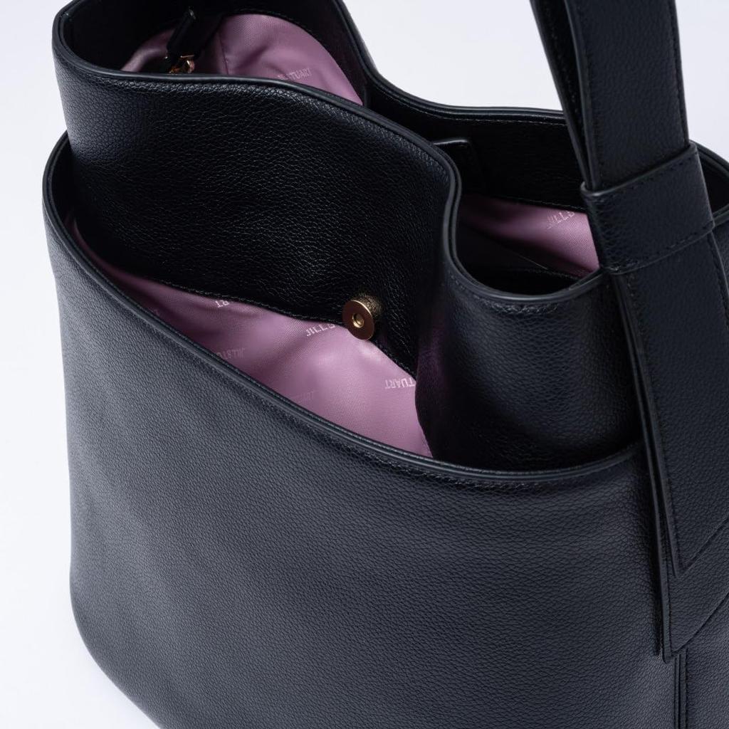 Jill Stuart Crescent One-Shoulder Bag, Women's, Crescent Metal Fittings, Elegant Work Bag, JSLH5GS1, Black