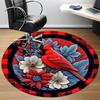 1pc Red Cardinal Bird Carpet for Office Non-Slip, Round Carpet, Soft & Comfortable, Carpet for Office, Lightweight Round Floor Mat