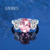 Fashion Trend 925 Sterling Silver Pink Blue Emerald Women's Pigeon Egg Ring, 5 Carat