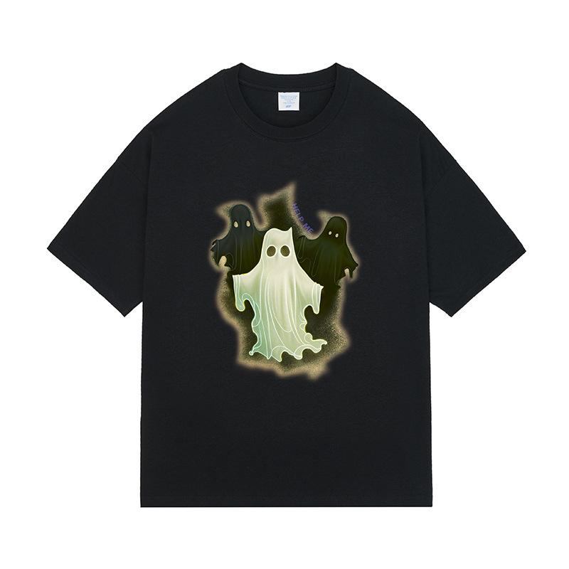 

Мужская американская ретро уличная летняя свободная повседневная футболка с короткими рукавами для мужчин и женщин из чистого хлопка XXL чёрный