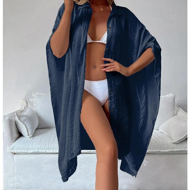 Letní volný kardigan ochrana proti slunci sarong žena bikini zakrytí plavky jednobarevné plážové oblečení zakrytí plavky dámské kimono šaty
