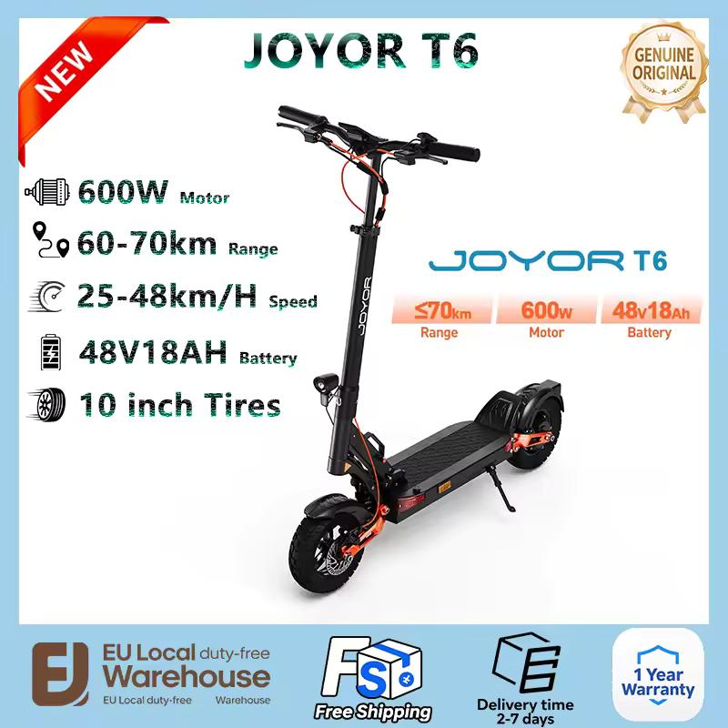 JOYOR T6 600W Motor 48V18AH Vysoce výkonná 10palcová terénní pneumatika Hydraulické tlumení Hliníková slitina Lehký rám 25,6 kg Maximální dojezd 70 km
