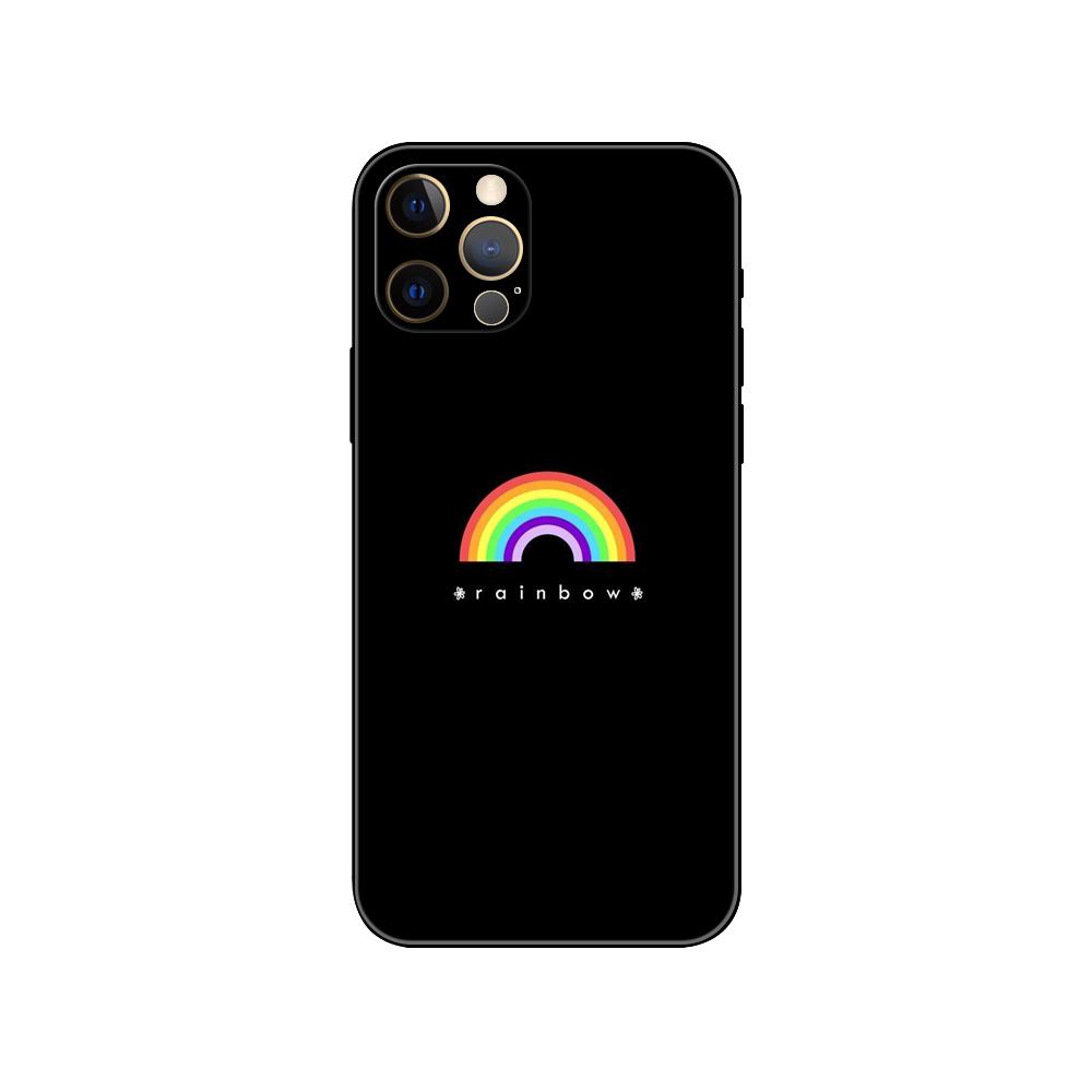 Rainbow Art DIY Phone Case for Iphone 5 5s 2020se 6 6s 7 8 Plus X 10 XR XS 11 12 13 Mini Pro MAX Black Tpu Back Cover
