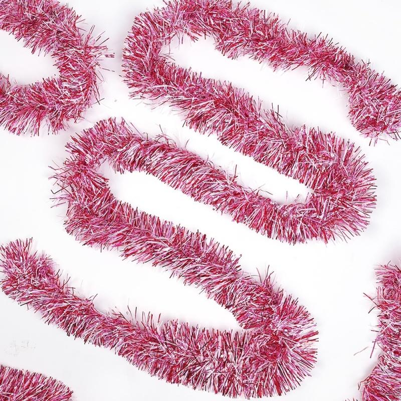 Valentine's Day 2m Artificial Sparkling Flower Wreath Metal Wire Flower Heart-Shaped Hanging Decoration DIY Party Wedding Decor