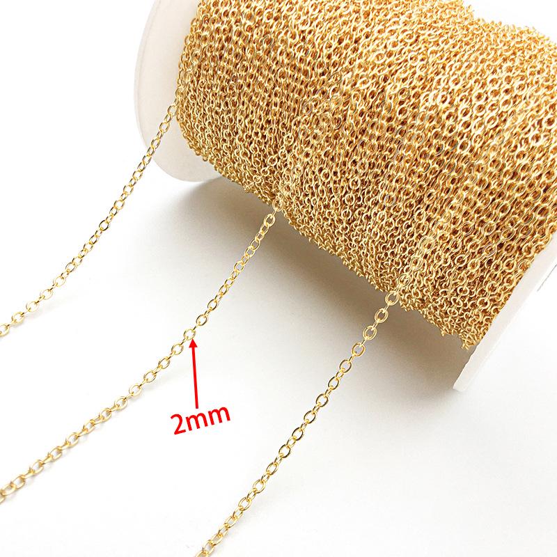1m 18K Gold-Plated Copper O-Shape Chain Necklace/Bracelet DIY Jewelry Accessories
