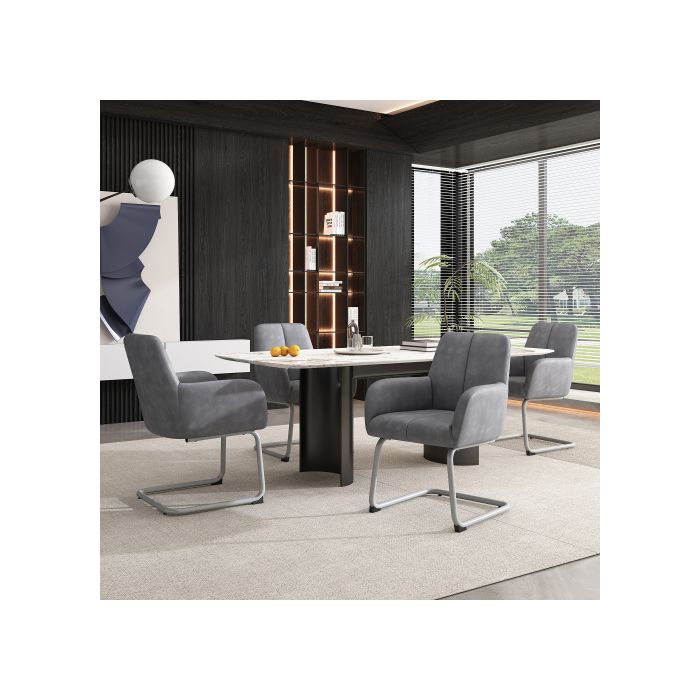 Chaise de salle à manger - MUVOE - Lot de 2 - Cuir microfibre - Pieds en acier - Design ergonomique