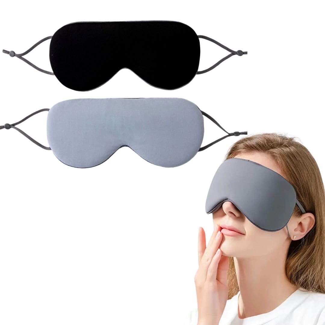 

Copeflap Eye Set of 2 Mask, Light-Blocking, Washable, Warm, Ear-Hook Style, Hot/Cold, (Gray & Black)