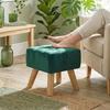 Velvet Square Padded Footstool - Dark Green