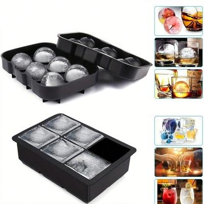 Premium Silicone Ice Cube Tray with Lid Large Square and Ball Ice Mold for Crafting Cocktails Beverages and Food Preservation