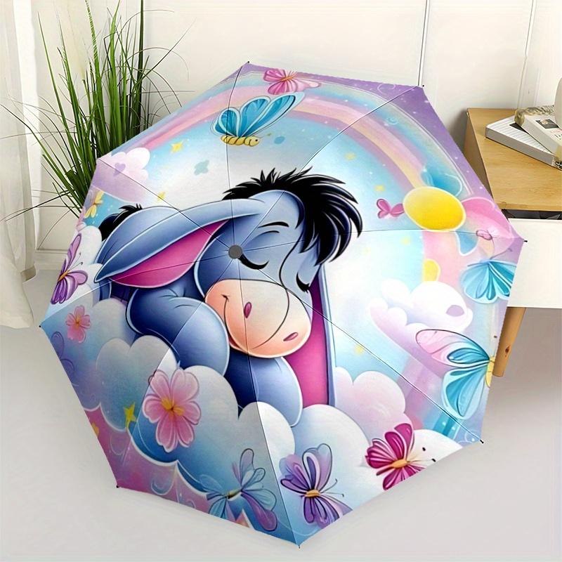 1pc Eeyore Automatic 3-Fold Umbrella Design, Cute Cartoon Pattern, Portable Outdoor Umbrella, Perfect, Holiday Gift for Disney fans.J033