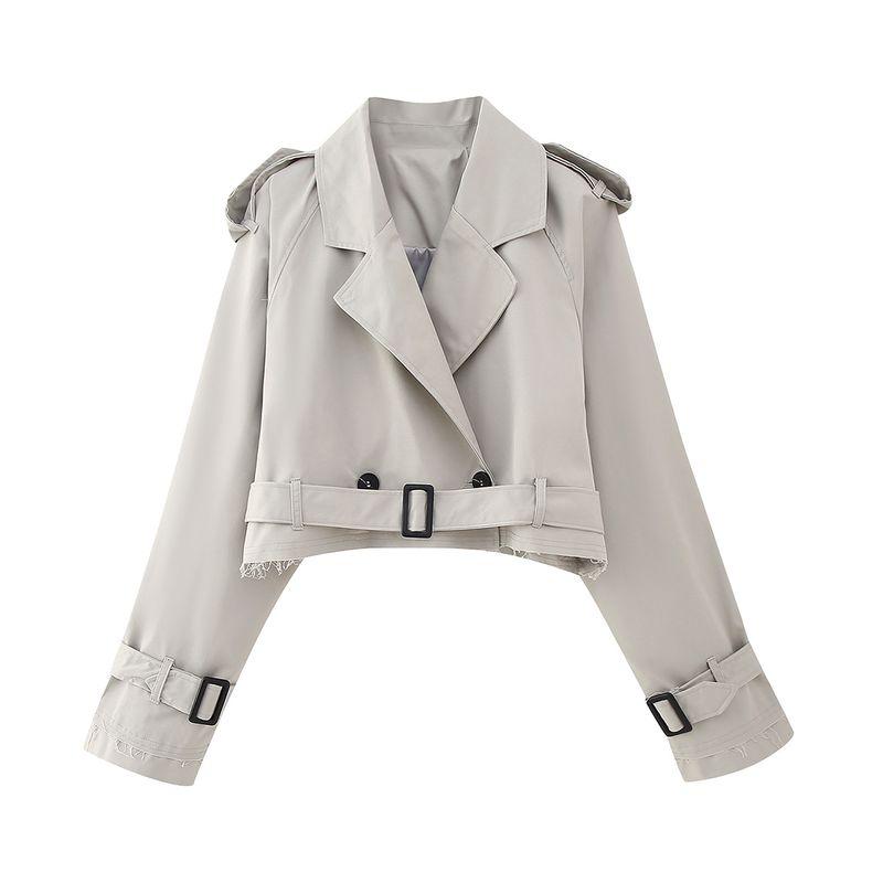 

Women s Kaslead with Belt Casual Trench Coat Rice Gray L