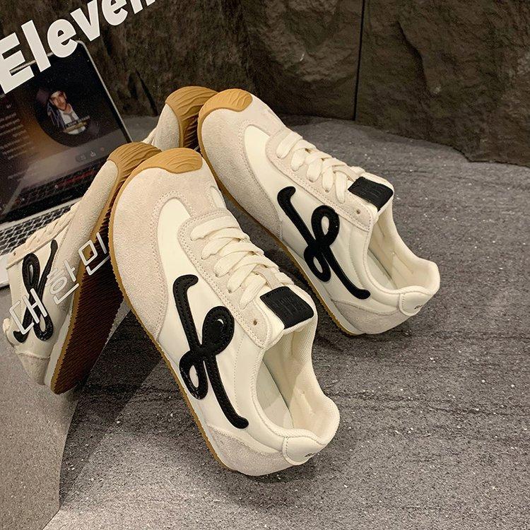 Soft Leather Version Casual Sports Moral Training Shoes Women's 2025 New Flat-bottomed Trendy Retro Color Matching Forrest Gump Sports Shoes Women's