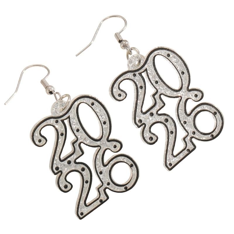 Delicate 2026 Theme Earrings Acrylic Fashion Accessories Party Wedding Earrings Suitable for Casual or Formal Occasions