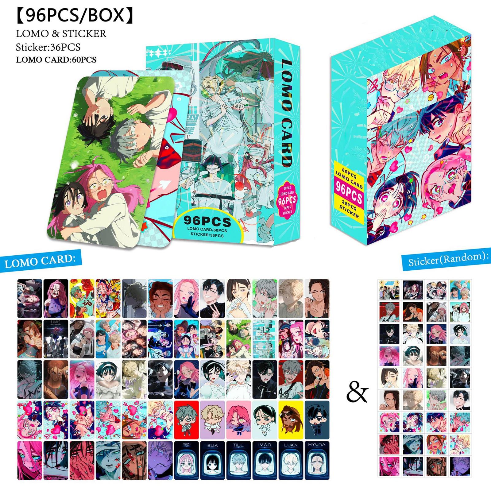 96 Аниме-карточек, Двусторонние LOMO-карточки, Прозрачные открытки, Фотокарточки, Подарочные карточки One Size
