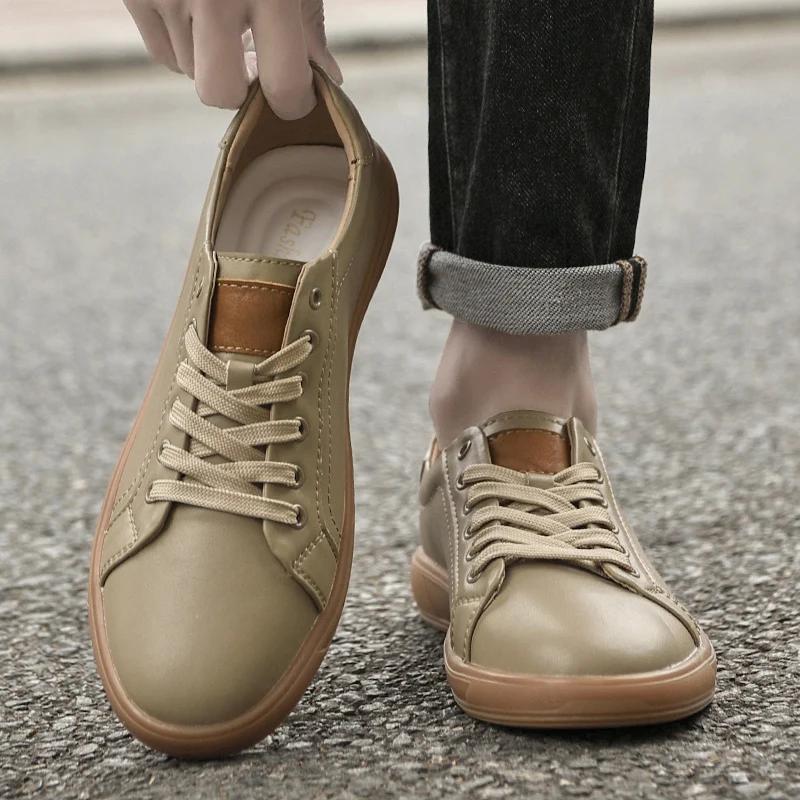 Mode 2025 Neue Herren Echtleder Casual Vulkanisierte Schuhe Klassische Flache Designer Skateboard Schuhe Jugendmode Outdoor Oxford Schuhe