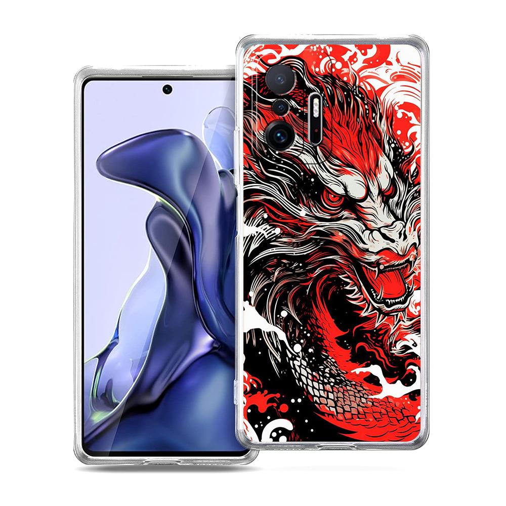 Transparent Phone Case for Xiaomi Mi 14 13 12 11 Ultra Poco X3 NFC F3 F6 Pro Soft TPU Shell Trend Fashion Cartoon Chinese Dragon