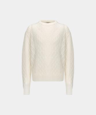 Noiseu M Sheer Wool Mohair Cable Sweater - White